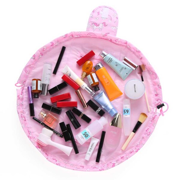 Portable Makeup Drawstring Bags Storage Travel Pouch Cosmetic Bag – Pink - Image 2