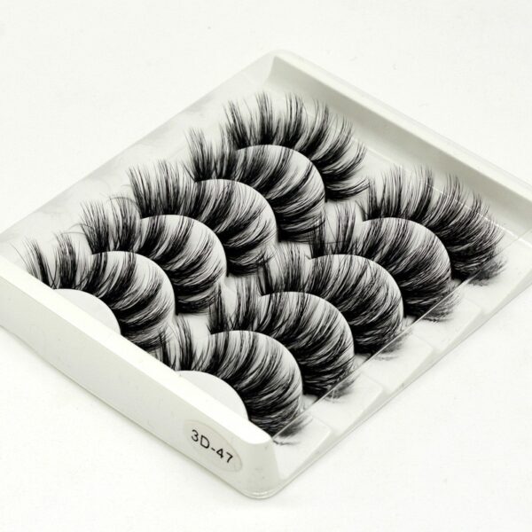 5 Pair Mink False Eyelashes Wispy Cross Long Thick Soft Fake Eye Lashes – 3D-47 - Image 2