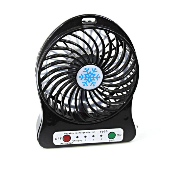 Mini Portable Multi Colour Rechargeable USB Powered Ventilator Cooling Fan – Black
