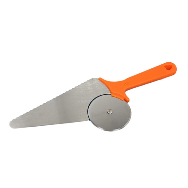 2 in 1 Pizza Cutter Stainless Steel Slice Server with Plastic Handle 28cm - Image 2