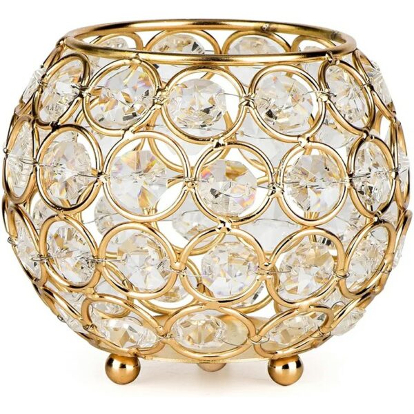 Crystal Candle Holder for Home Decorate Office Wedding Table Centerpiece – Gold