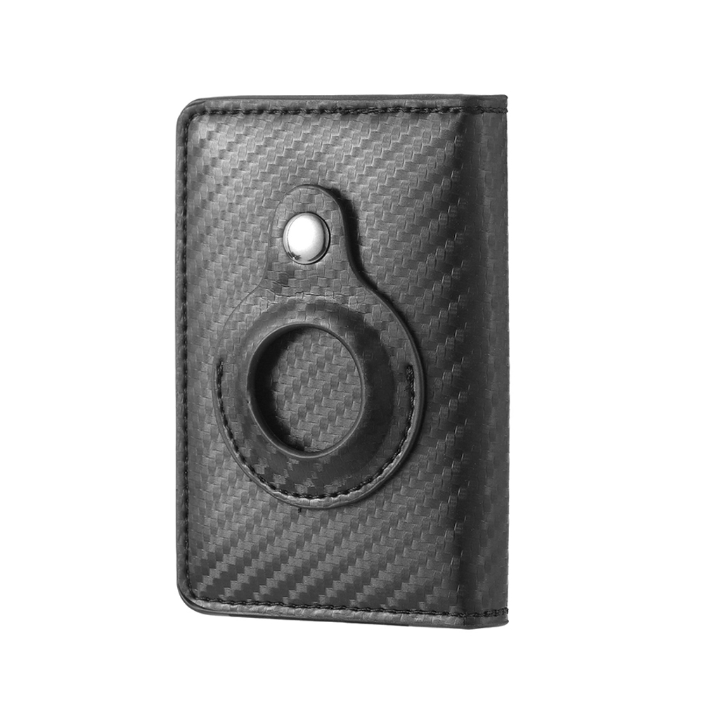 Men Wallets Credit Card Holder with AirTag Holder Pop Up RFID Blocking Wallet Case – Carbon Fiber Black