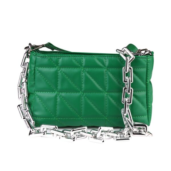 PU Leather Quilting Crossbody Bag Shoulder Bag Purses and Handbags Thick Chain – Green