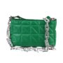 PU Leather Quilting Crossbody Bag Shoulder Bag Purses and Handbags Thick Chain – Green