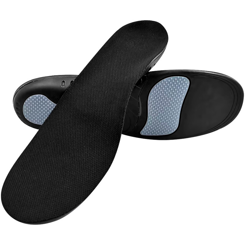 Shoe Insoles Arch Support Plantar Fasciitis Orthotic Flat Feet Gel – M Black+Grey Bottom